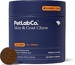 PetLab Co. Pork Flavored Soft Chew Skin & Coat Supplement for Dogs, 30 count