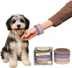 Sweet Paws Silicone Teether Stack Dog Chew Toy, Blush Pink, 4 count