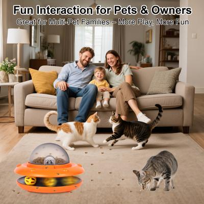 Show full view: Shele UFO Electronic Remote Control Treat Dispensing Cat Toy, Orange, 7.9 x 7.9 x 5.1-in slide 9 of 10