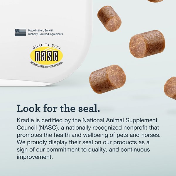 Kradle Daily Calming Beef Liver Flavored Soft Chew Broad Spectrum Hemp Extract Calming Supplement for Dogs