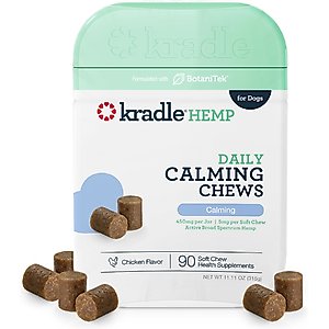 Kradle Daily Calming Chicken Flavored Soft Chew Broad Spectrum Hemp Extract Calming Supplement for Dogs, 90 count