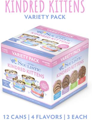 Show full view: Soulistic Kitten Kindred Kittens Variety Pack Wet Cat Food, 3-oz can, case of 12 slide 3 of 12