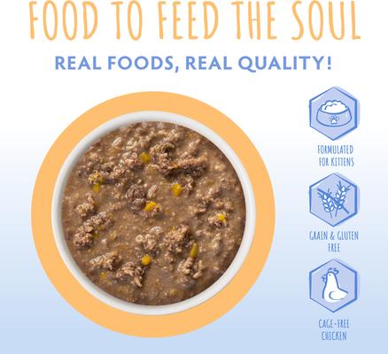 Show full view: Soulistic Kitten Chicken & Pumpkin Formula in Gravy Wet Cat Food, 3-oz can, case of 12 slide 4 of 11