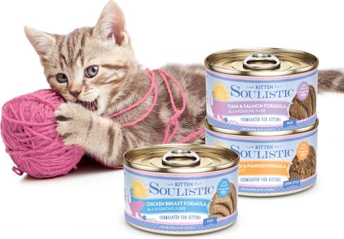 Show full view: Soulistic Kitten Chicken Formula in Au Jus Wet Cat Food, 3-oz can, case of 12 slide 8 of 11