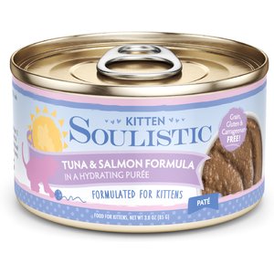 Soulistic Kitten Tuna & Salmon Formula in Hydrating Purée Wet Cat Food, 3-oz can, case of 12