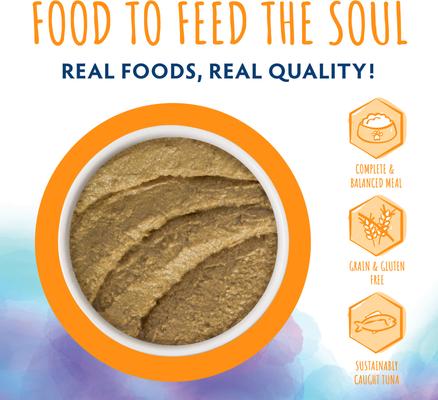 Show full view: Soulistic Paté Tuna & Salmon Dinner in a Hydrating Purée Wet Cat Food, 5.5-oz can, case of 8 slide 4 of 11