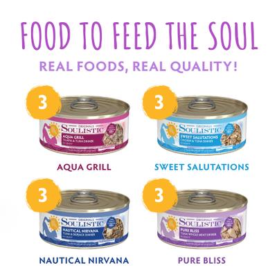Show full view: Soulistic Originals Serene Selections Variety Pack Wet Cat Food, 5.5-oz can, case of 8 slide 7 of 12