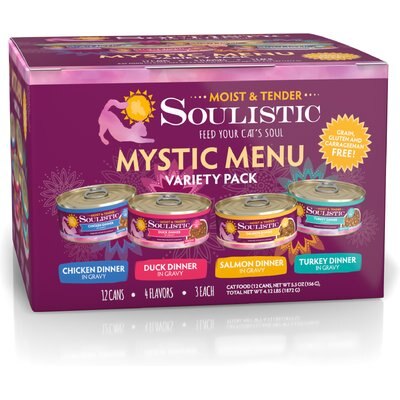Soulistic Soulistic Moist & Tender Mystic Menu Variety Pack Wet Cat Food, 5.5-oz can, case of 8