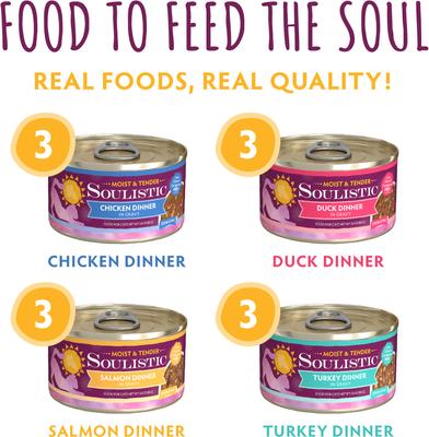 Show full view: Soulistic Moist & Tender Mystic Menu Variety Pack Wet Cat Food, 3-oz can, case of 12 slide 4 of 12