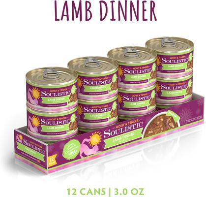 Show full view: Soulistic Moist & Tender Lamb Dinner in Gravy Wet Cat Food, 3-oz can, case of 12 slide 3 of 11