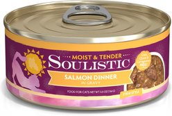 Soulistic Moist & Tender Salmon Dinner in Gravy Wet Cat Food, 5.5-oz can, case of 8