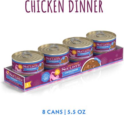Show full view: Soulistic Moist & Tender Chicken Dinner in Gravy Wet Cat Food, 5.5-oz can, case of 8 slide 3 of 11