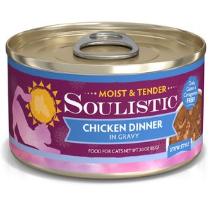 Soulistic Moist & Tender Chicken Dinner in Gravy Wet Cat Food, 3-oz can, case of 12