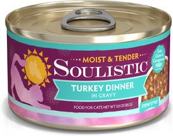 Soulistic Moist & Tender Turkey Dinner in Gravy Wet Cat Food, 3-oz can, case of 12