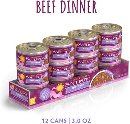 Show full view: Soulistic Moist & Tender Beef Dinner in Gravy Wet Cat Food, 3-oz can, case of 12 slide 3 of 11