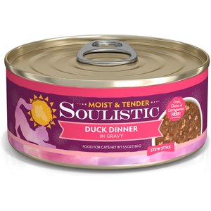 Soulistic Moist & Tender Duck Dinner in Gravy Wet Cat Food, 5.5-oz can, case of 8