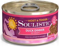 Soulistic Moist & Tender Duck Dinner in Gravy Wet Cat Food, 3-oz can, case of 12