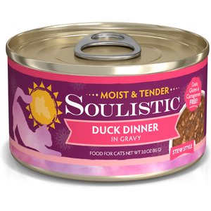 Soulistic Moist & Tender Duck Dinner in Gravy Wet Cat Food, 3-oz can, case of 12