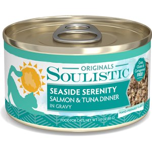 Soulistic Originals Seaside Serenity Salmon & Tuna Dinner in Gravy Wet Cat Food, 3-oz can, case of 12