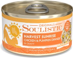 Soulistic Originals Harvest Sunrise Chicken & Pumpkin Dinner in Gravy Wet Cat Food, 3-oz can, case of 12