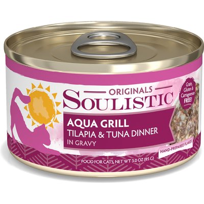 Soulistic Soulistic Originals Aqua Grill Tilapia & Tuna Dinner in Gravy Wet Cat Food, 3-oz can, case of 12