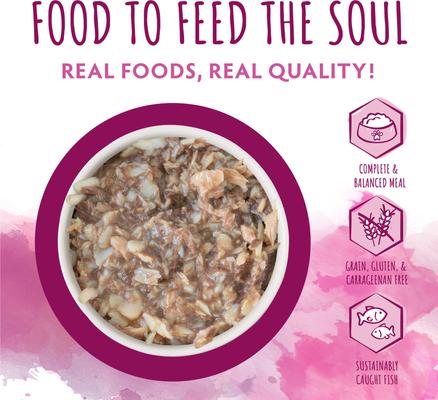 Show full view: Soulistic Originals Aqua Grill Tilapia & Tuna Dinner in Gravy Wet Cat Food, 3-oz can, case of 12 slide 4 of 11