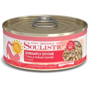 Soulistic Originals Shrimply Divine Tuna & Shrimp Dinner in Gelée Wet Cat Food, 5.5-oz can, case of 8