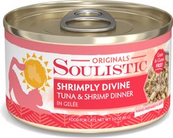 Soulistic Originals Shrimply Divine Tuna & Shrimp Dinner in Gelée Wet Cat Food, 3-oz can, case of 12