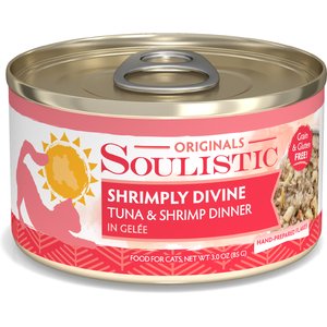 Soulistic Originals Shrimply Divine Tuna & Shrimp Dinner in Gelée Wet Cat Food, 3-oz can, case of 12