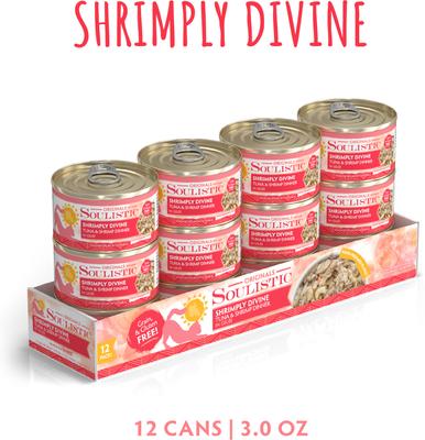 Show full view: Soulistic Originals Shrimply Divine Tuna & Shrimp Dinner in Gelée Wet Cat Food, 3-oz can, case of 12 slide 3 of 11