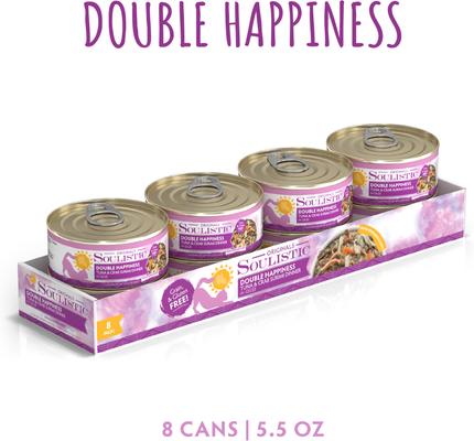Show full view: Soulistic Originals Double Happiness Tuna & Crab Surimi Dinner in Gelée Wet Cat Food, 5.5-oz can, case of 8 slide 3 of 11