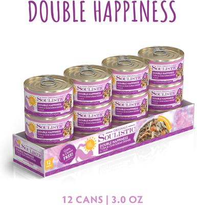 Show full view: Soulistic Originals Double Happiness Tuna & Crab Surimi Dinner in Gelée Wet Cat Food, 3-oz can, case of 12 slide 3 of 11