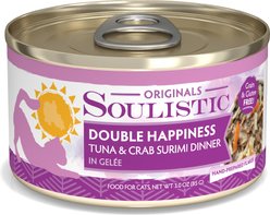 Soulistic Originals Double Happiness Tuna & Crab Surimi Dinner in Gelée Wet Cat Food, 3-oz can, case of 12