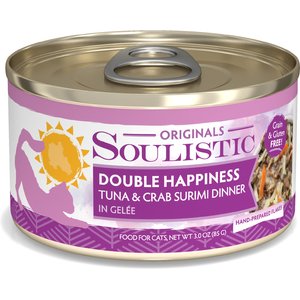Soulistic Originals Double Happiness Tuna & Crab Surimi Dinner in Gelée Wet Cat Food, 3-oz can, case of 12