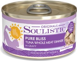 Soulistic Originals Pure Bliss Tuna Whole Meat Dinner in Gravy Wet Cat Food, 3-oz can, case of 12