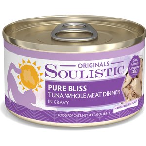 Soulistic Originals Pure Bliss Tuna Whole Meat Dinner in Gravy Wet Cat Food, 3-oz can, case of 12