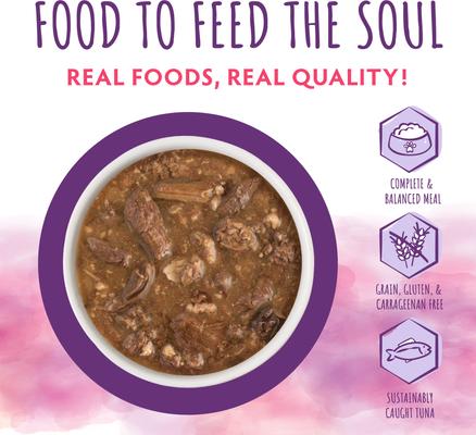 Show full view: Soulistic Moist & Tender Tuna & Duck Dinner in Gravy Wet Cat Food, 3-oz pouch, case of 8 slide 5 of 12