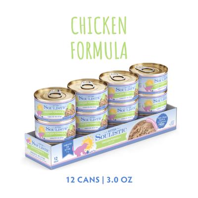 Show full view: Soulistic Kitten Chicken Formula in Au Jus Wet Cat Food, 3-oz can, case of 12 slide 3 of 11