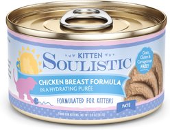 Soulistic Kitten Chicken Breast Formula in Hydrating Purée Wet Cat Food, 3-oz can, case of 12