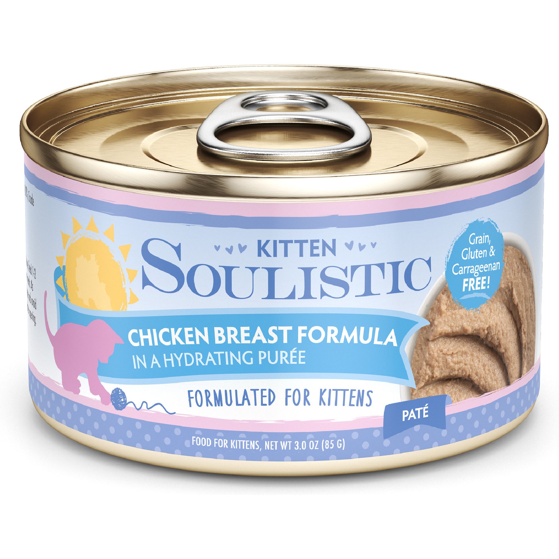 Soulistic Kitten Chicken Breast Formula in Hydrating Purée Wet Cat Food, 3-oz can, case of 12