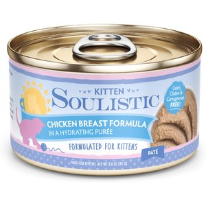 Soulistic Kitten Chicken Breast Formula in Hydrating Purée Wet Cat Food, 3-oz can, case of 12