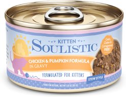 Soulistic Kitten Chicken & Pumpkin Formula in Gravy Wet Cat Food, 3-oz can, case of 12