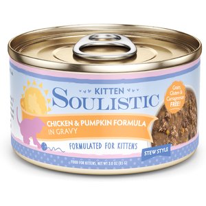 Soulistic Kitten Chicken & Pumpkin Formula in Gravy Wet Cat Food, 3-oz can, case of 12