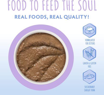 Show full view: Soulistic Kitten Tuna & Salmon Formula in Hydrating Purée Wet Cat Food, 3-oz can, case of 12 slide 4 of 11