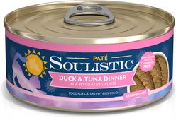Soulistic Paté Duck & Tuna Dinner in a Hydrating Purée Wet Cat Food, 5.5-oz can, case of 8
