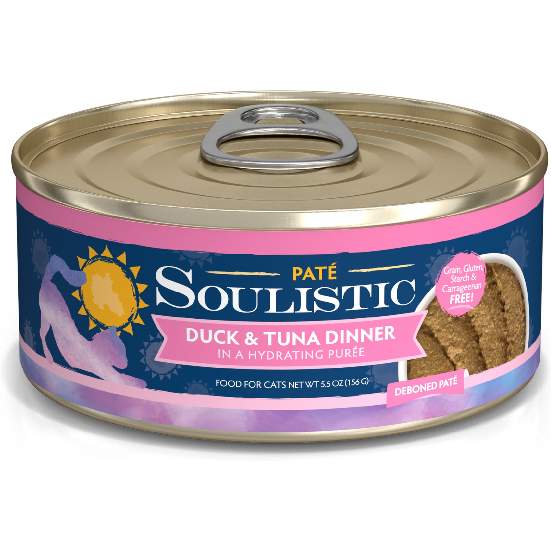 Soulistic Paté Duck & Tuna Dinner in a Hydrating Purée Wet Cat Food, 5.5-oz can, case of 8