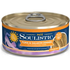 Soulistic Paté Tuna & Salmon Dinner in a Hydrating Purée Wet Cat Food, 5.5-oz can, case of 8