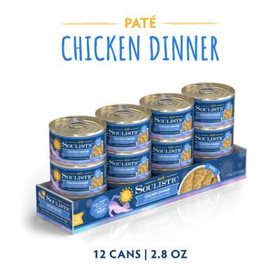 Show full view: Soulistic Paté Chicken Dinner in a Hydrating Purée Wet Cat Food, 2.8-oz can, case of 12 slide 3 of 11