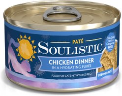 Soulistic Paté Chicken Dinner in a Hydrating Purée Wet Cat Food, 2.8-oz can, case of 12
