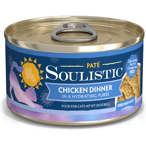 Soulistic Paté Chicken Dinner in a Hydrating Purée Wet Cat Food, 2.8-oz can, case of 12
